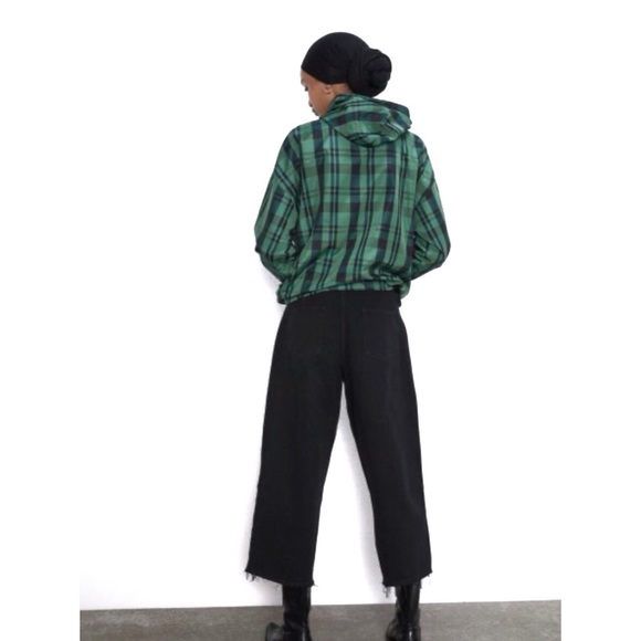 Zara Checked Hooded Lightweight Jacket Large Retro - Picture 12 of 16